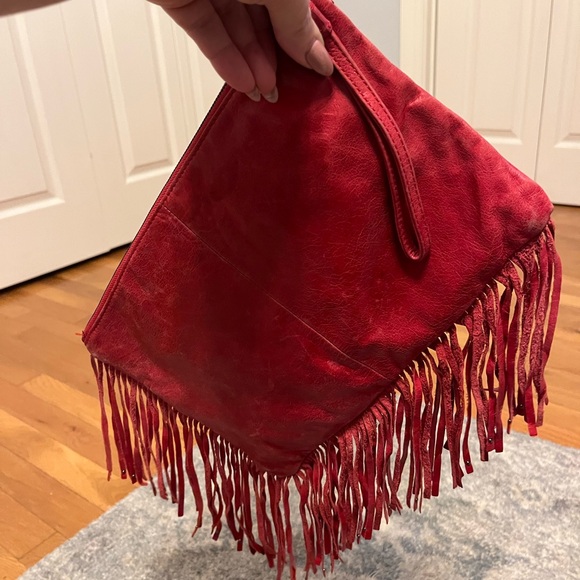 Hobo Bag Fringe Wristlet Clutch in Red - Picture 7 of 9